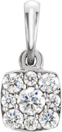 14K White Gold 1/4 CTW Natural Diamond Cluster Pendant
