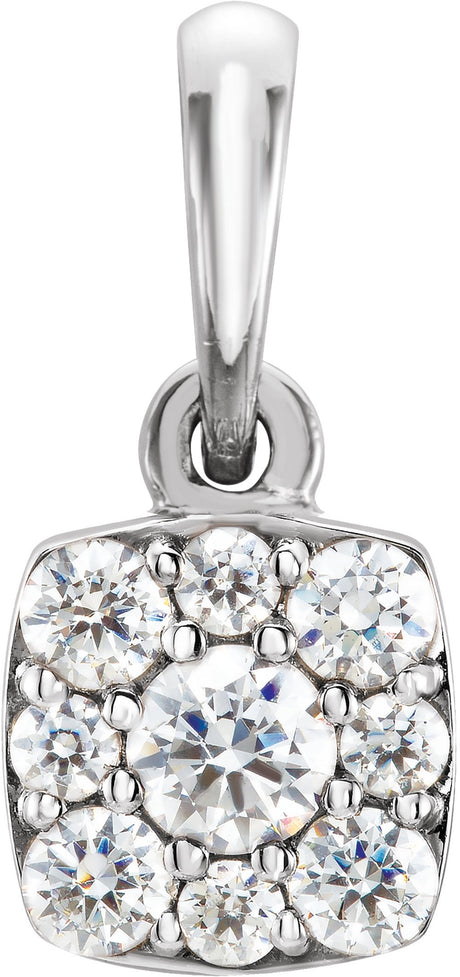 14K White 1/4 CTW Natural Diamond Cluster Pendant