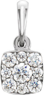 14K White 1/4 CTW Natural Diamond Cluster Pendant