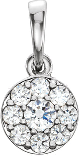 14K White Gold 1/4 CTW Natural Diamond Cluster Pendant
