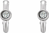 14K White 1/8 CTW  Natural Diamond Huggie Hoop Earrings