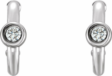 14K White 1/5 CTW  Natural Diamond Huggie Hoop Earrings