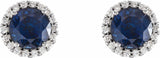 14K White 3.5 mm Natural Blue Sapphire & 1/10 CTW Natural Diamond Earrings