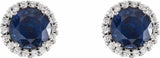 14K White Gold 4 mm Lab-Grown Blue Sapphire & 1/10 CTW Natural Diamond Earrings