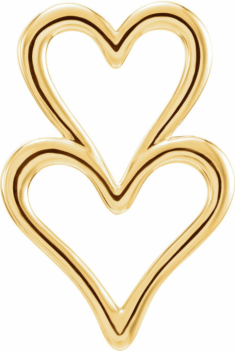 14K Yellow Double Heart Slide Pendant