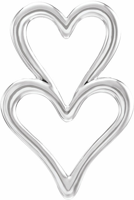 14K White Double Heart Slide Pendant