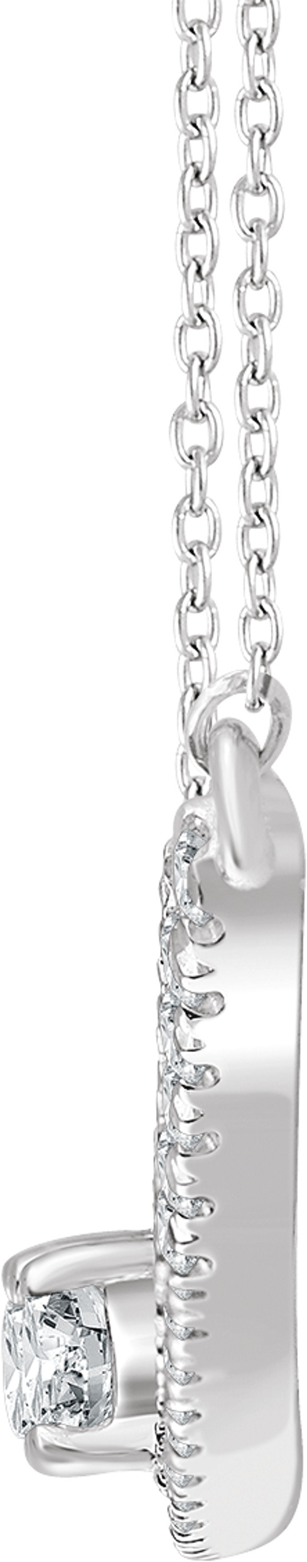 14K White Gold 3/8 CTW Natural Diamond Two-Stone Bar 16-18" Necklace