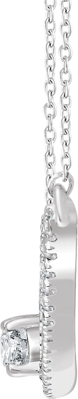 14K White Gold 3/8 CTW Natural Diamond Two-Stone Bar 16-18" Necklace