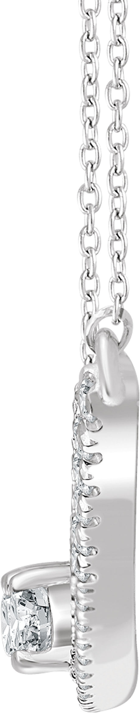 14K White Gold 3/8 CTW Natural Diamond Two-Stone Bar 16-18" Necklace