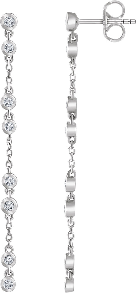 14K White Gold 1/3 CTW Natural Diamond Chain Earrings