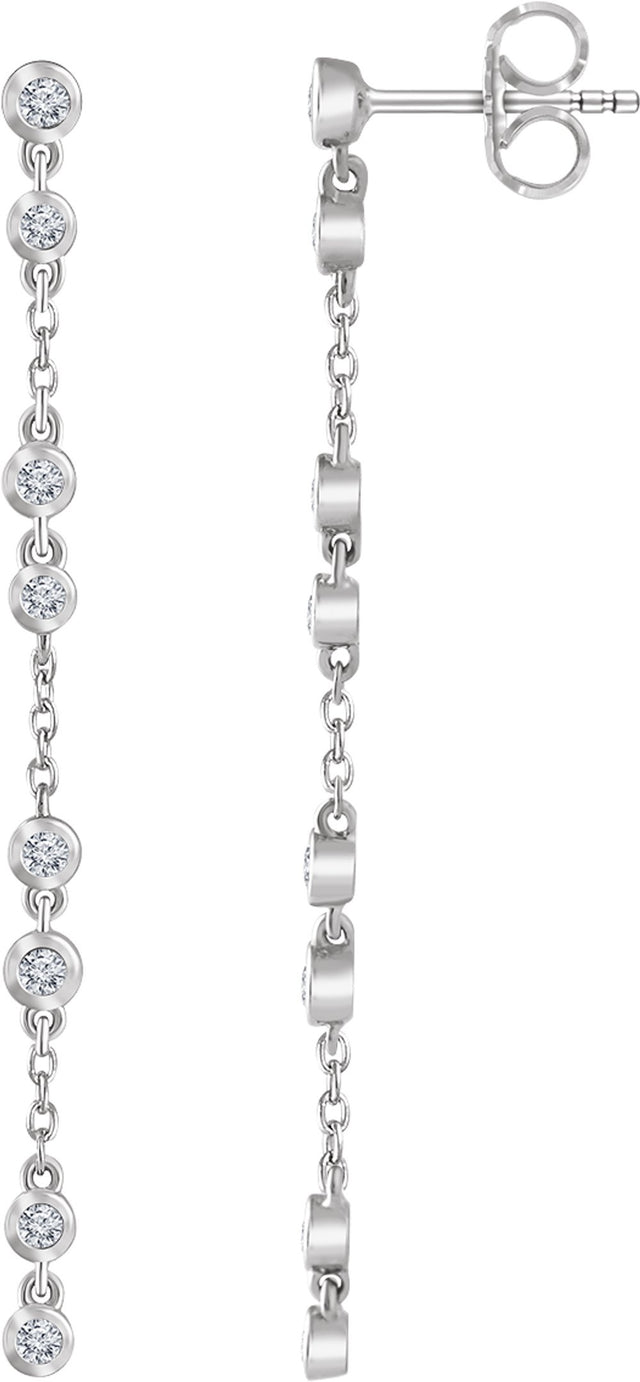 14K White Gold 1/3 CTW Natural Diamond Chain Earrings