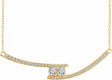 14K Yellow 3/8 CTW Natural Diamond Two-Stone Bar 16-18" Necklace