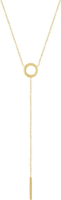 14K Yellow Circle & Bar 16-18"  Y Necklace 