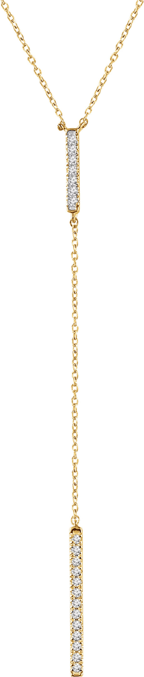 14K Yellow Gold  1/5 CTW Natural Diamond Bar 16-18"  Y Necklace 