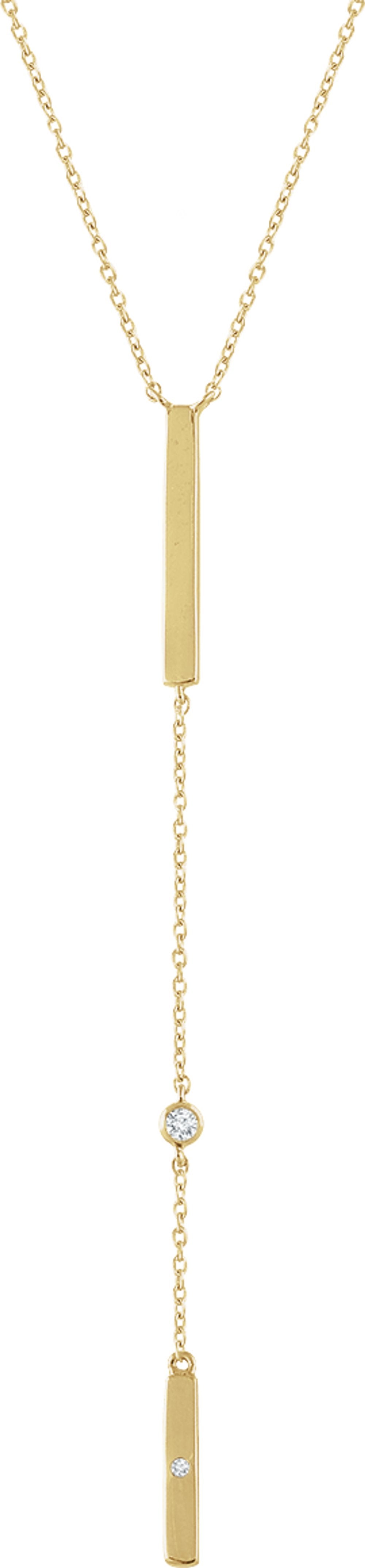 14K Yellow Gold .06 CTW Natural Diamond Bar 16-18" Necklace