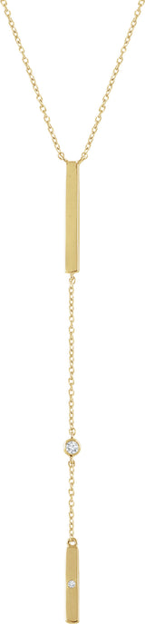 14K Yellow Gold .06 CTW Natural Diamond Bar 16-18" Necklace