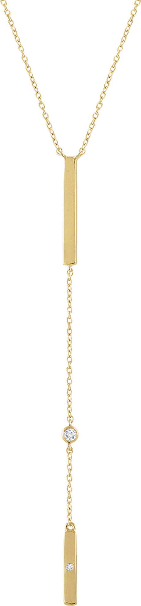 14K Yellow Gold .06 CTW Natural Diamond Bar 16-18" Necklace