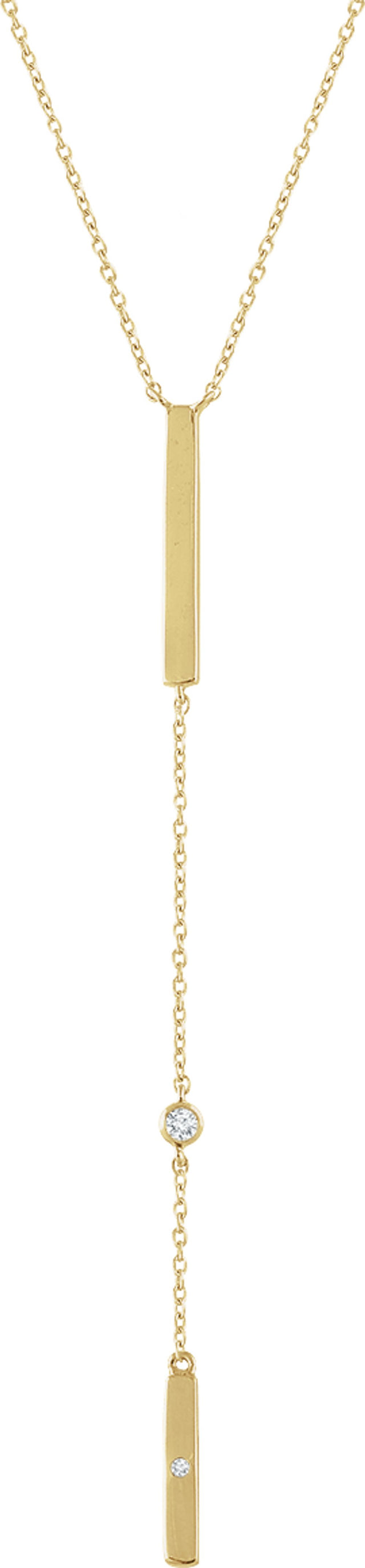 14K Yellow Gold .06 CTW Natural Diamond Bar 16-18" Necklace