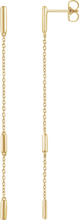 14K Yellow Bar Chain Earrings