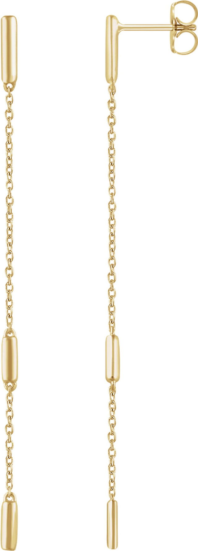 14K Yellow Bar Chain Earrings