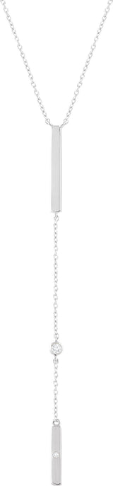 14K White Gold .06 CTW Natural Diamond Bar 16-18" Necklace