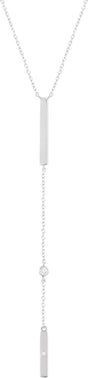 14K White Gold .06 CTW Natural Diamond Bar 16-18" Necklace