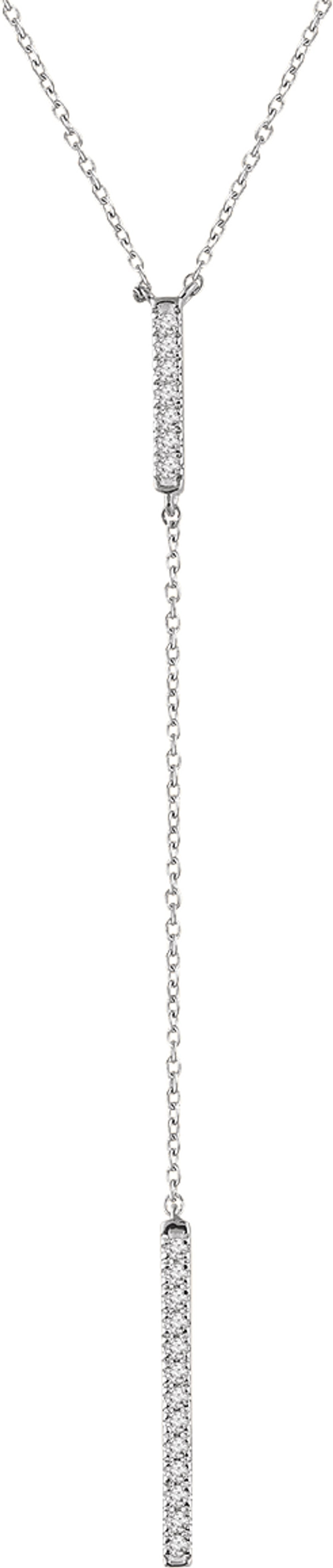 14K White Gold  1/5 CTW Natural Diamond Bar 16-18"  Y Necklace 
