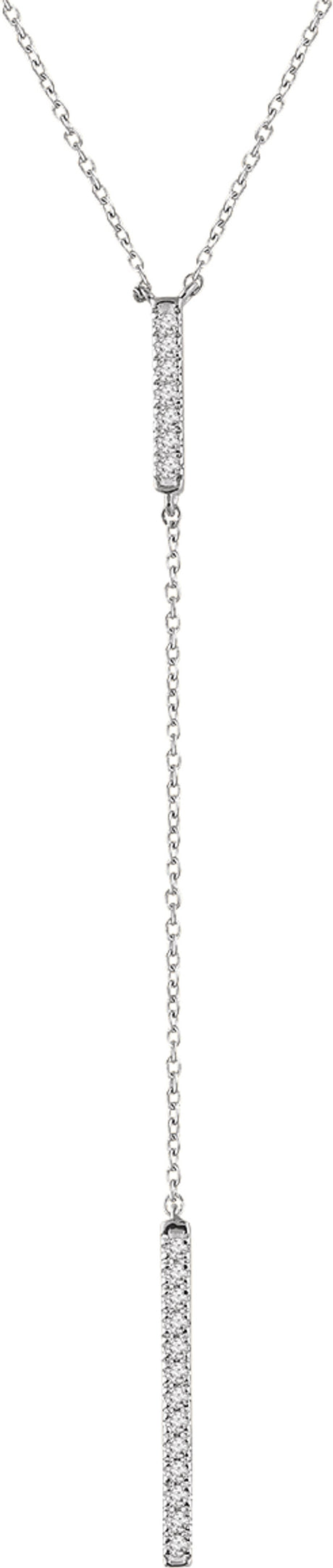 14K White Gold  1/5 CTW Natural Diamond Bar 16-18"  Y Necklace 