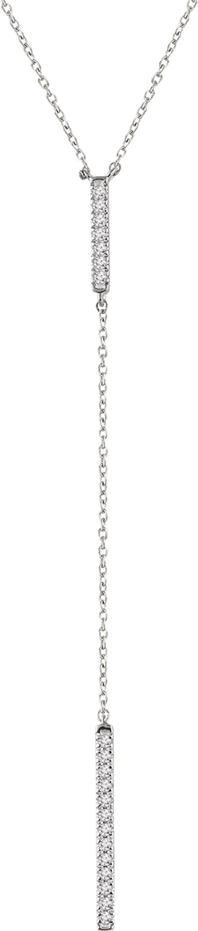 14K White Gold  1/5 CTW Natural Diamond Bar 16-18"  Y Necklace 