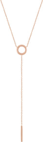 14K Rose Circle & Bar 16-18"  Y Necklace 