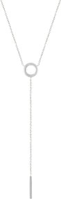 14K White Circle & Bar 16-18"  Y Necklace 