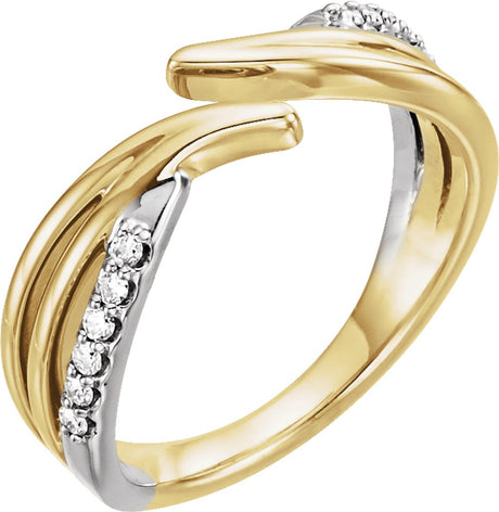 14K Yellow/White 1/8 CTW Natural Diamond Bypass Ring