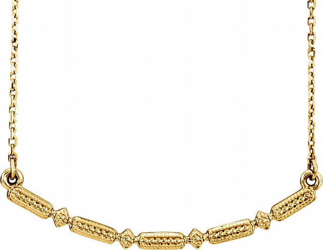 14K Yellow Beaded Bar 16-18" Necklace