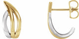 14K Yellow/White Freeform J-Hoop Earrings