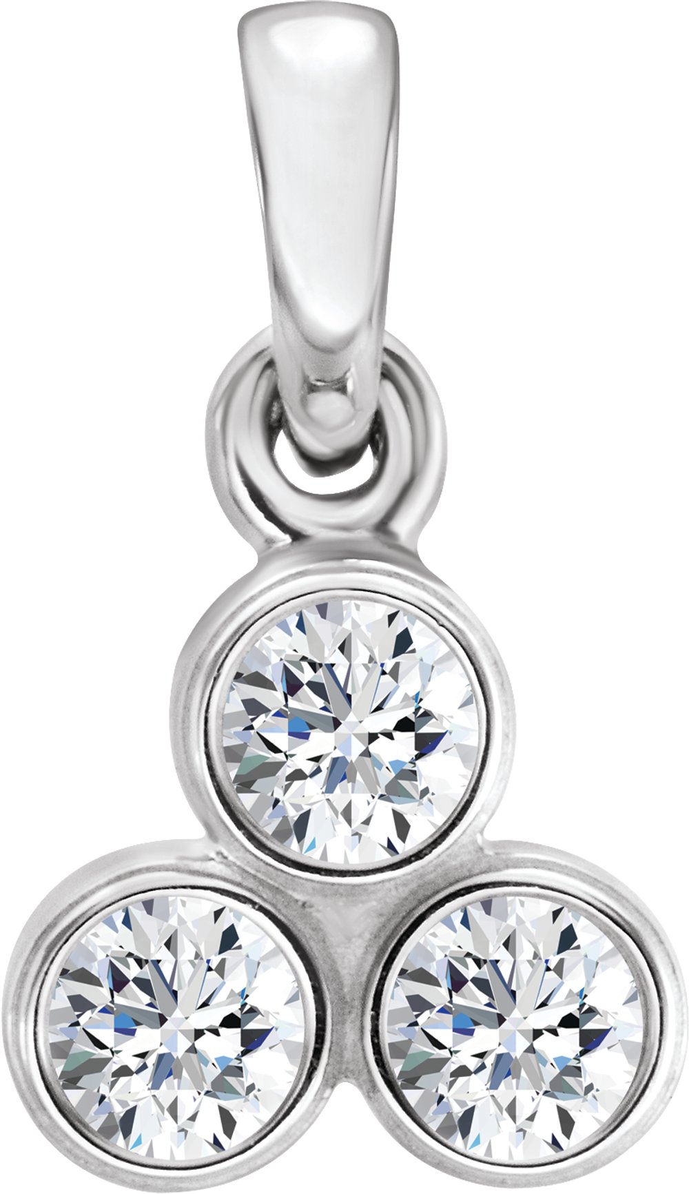 14K White 1/5 CTW Natural Diamond Three-Stone Pendant