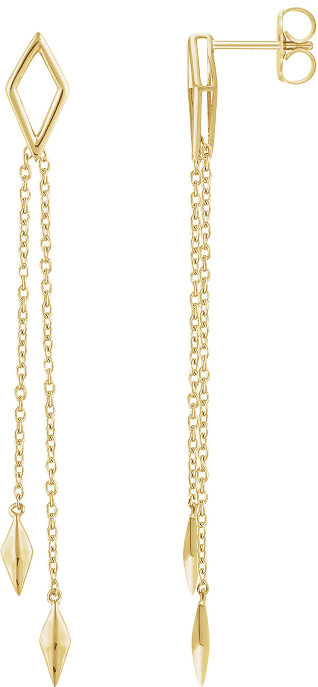 14K Yellow Geometric Chain Earrings