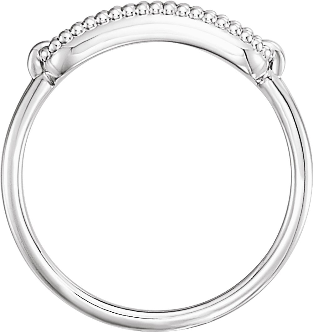 Sterling Silver 15x6 mm Rectangle Beaded Signet Ring