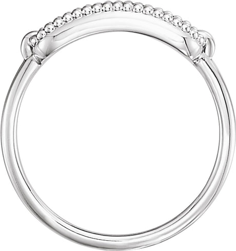 Sterling Silver 15x6 mm Rectangle Beaded Signet Ring