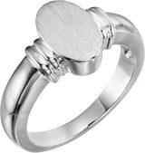 14K White 11.1x7.1 mm Oval Signet Ring