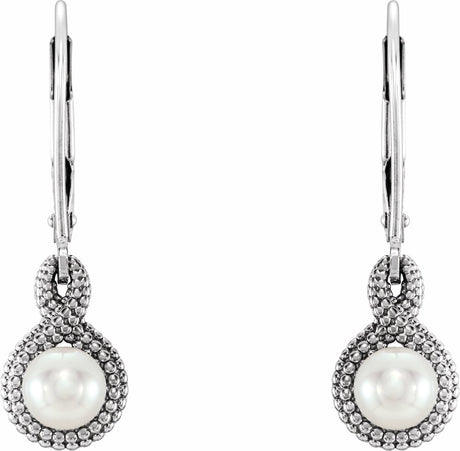 14K White Gold Beaded Cultured Freshwater Pearl Earrings