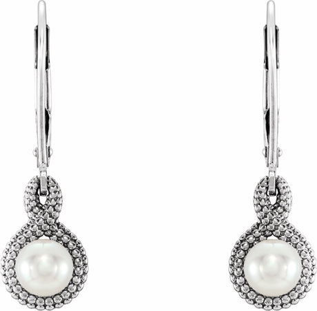 14K White Beaded Cultured Freshwater Pearl Earrings