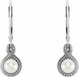 14K White Gold Beaded Cultured Freshwater Pearl Earrings