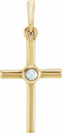 14K Yellow Gold Cultured White Freshwater Pearl Cross Pendant