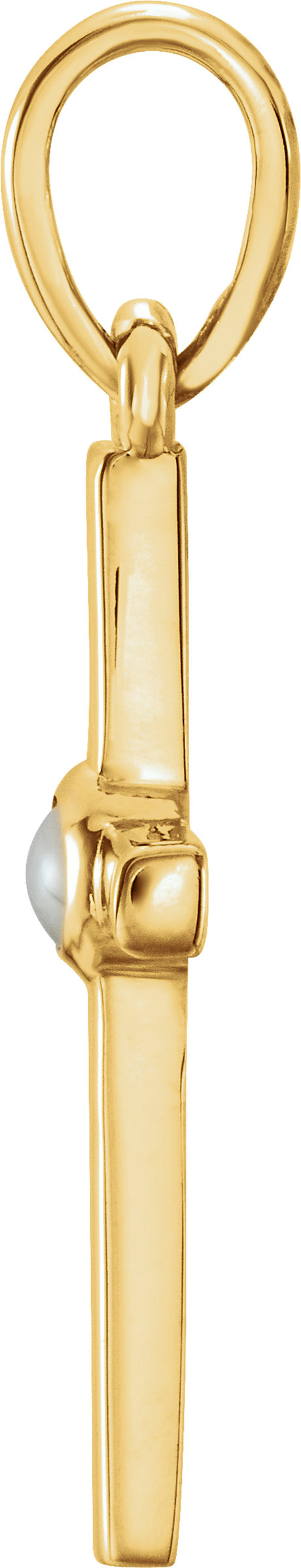 14K Yellow Gold Cultured White Freshwater Pearl Cross Pendant