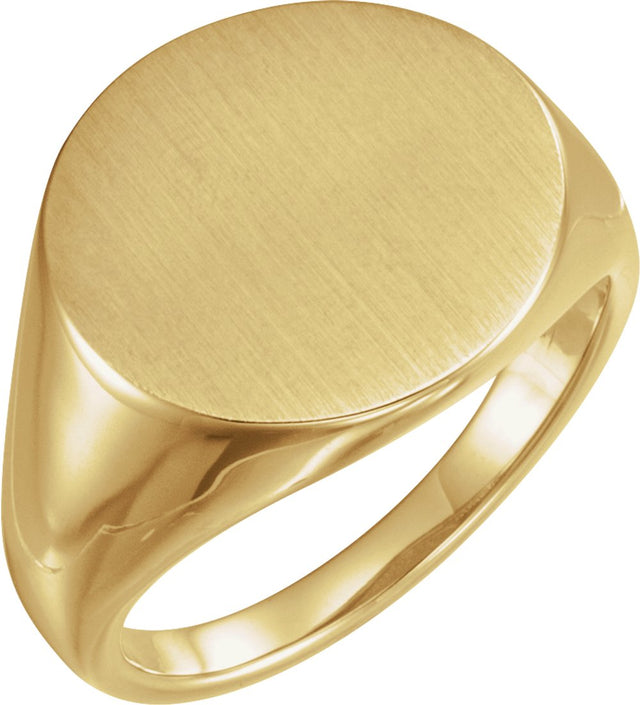 14K Yellow Gold Round Signet Ring