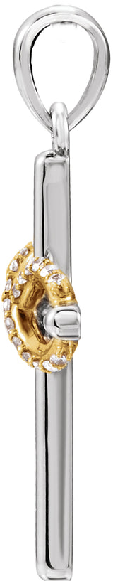 14K White/Yellow Gold .06 CTW Natural Diamond Infinity-Inspired Cross Pendant