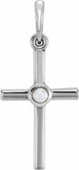 Sterling Silver Cultured White Freshwater Pearl Cross Pendant