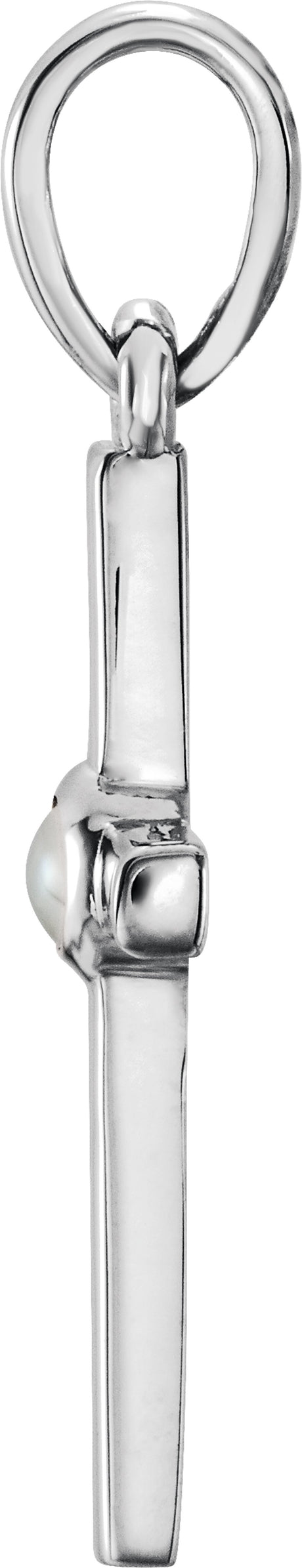 Sterling Silver Cultured White Freshwater Pearl Cross Pendant