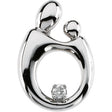 14K White Gold .05 CT Natural Diamond Mother and Child® Slide Pendant