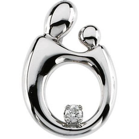 14K White Gold .05 CT Natural Diamond Mother and Child® Slide Pendant